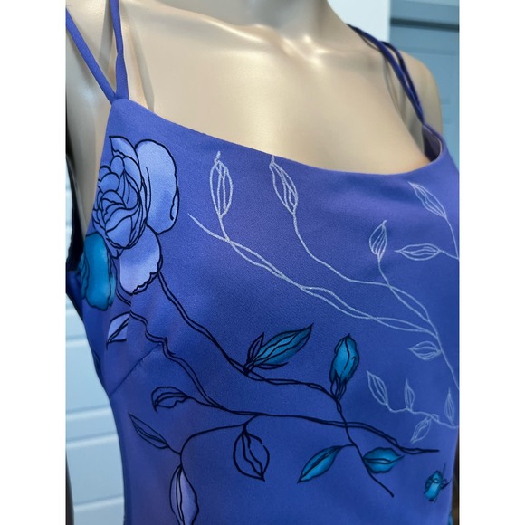 Steppin Out Floral Slip Maxi Dress Size 7/8 Periwinkle Sheer Strappy 90s - Picture 3 of 8